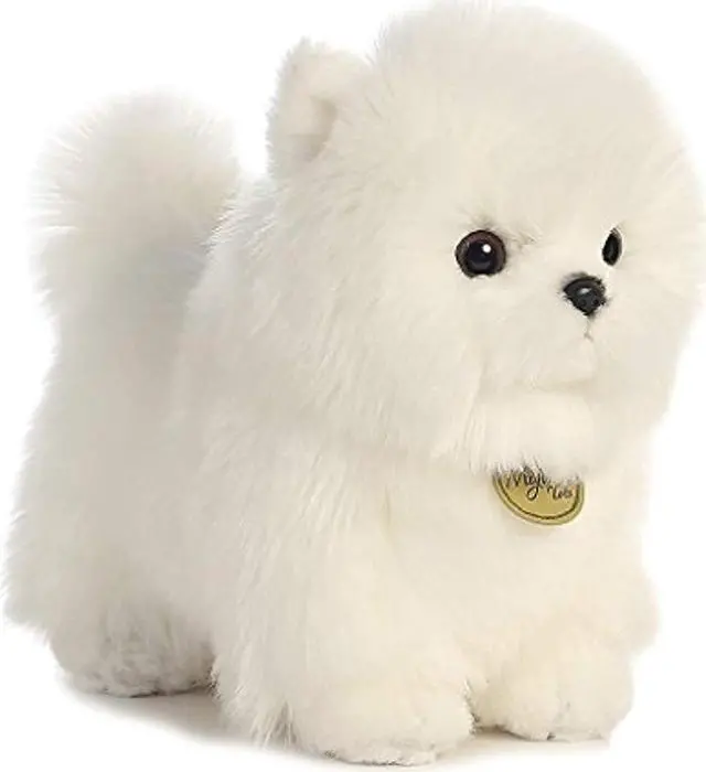 Alt view image 5 of 10 - Aurora® - Small White Miyoni® - 9" Pompom Pup - Adorable Stuffed Animal