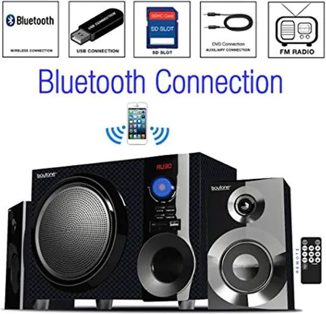 Alt view image 8 of 8 - Boytone BT-215FD Powerful Wireless Bluetooth Home Speaker System  Bass System FM Radio, Remote Control, Aux-In