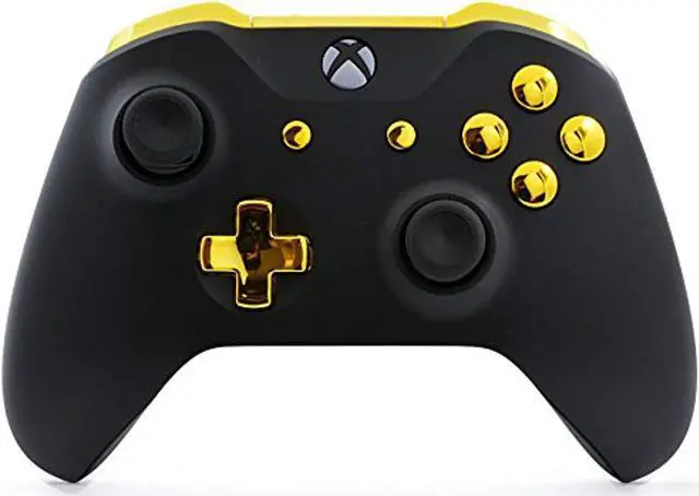 Main image of black/gold un-modded custom controller compatible with xbox one s/x unique design (with 3.5 jack)