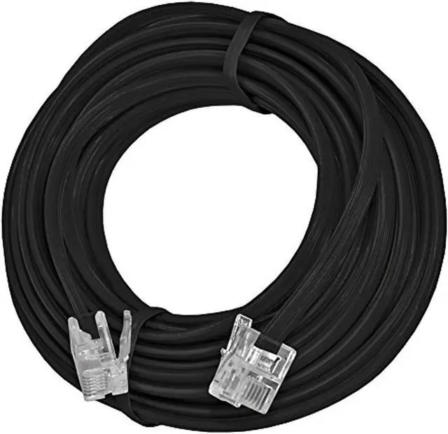 Alt view image 2 of 2 - amzer 15 feet telephone line extension cord heavy duty 4 conductor cable  black