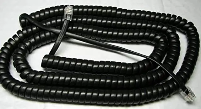 Main image of Lot of 10 Charcoal Black 25 Ft LONG Handset Phone Cords for Mitel 5000 IP Series (10-Pack) with 6" Tail / Lead / Leader by DIY-BizPhones