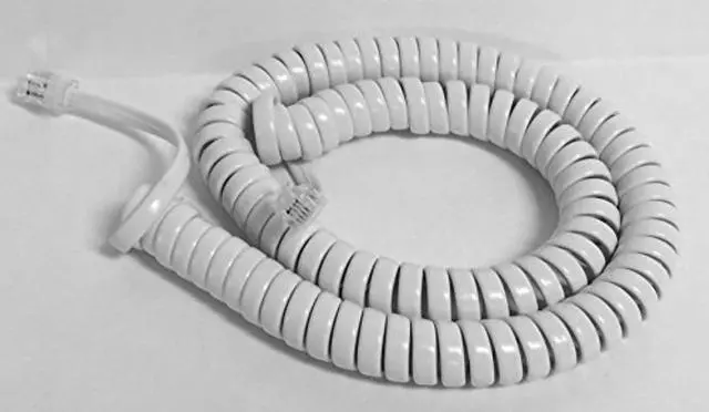 Main image of the voip lounge replacement 12 foot white handset curly cord for at&t phone