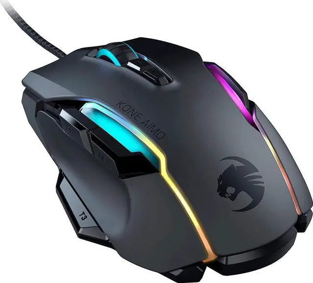 Alt view image 13 of 15 - ROCCAT Kone AIMO Remastered PC Gaming Mouse, Optical, RGB Backlit Lighting, 23 Programmable Keys, Onboard Memory, Palm Grip, Owl Eye Sensor, Ergonomic, LED Illumination, 16,000 DPI, Black