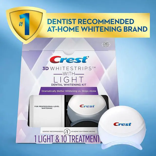 Alt view image 15 of 18 - crest 3d white whitestrips with light, teeth whitening strips kit, 10 count