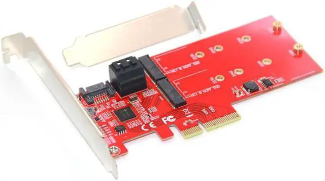 Alt view image 2 of 6 - M2 SATA Raid Controller Card PCI Express X4 to 2Port SATA 3.0 6Gbps + 2Port M.2 NGFF SSD B Key Support RAID0 RAID1 AHCI Mode