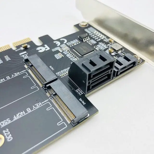 Alt view image 4 of 6 - SATA Raid Controller SATA Raid M.2 PCI Express Raid Card 2Port SATA3.0 6Gbps + 2Port M.2 NGFF SSD B Key Support RAID0 RAID1 AHCI