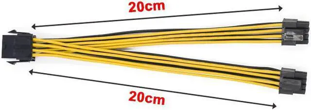 Alt view image 2 of 6 - 8 to Dual 8 Pin EPS 12V Motherboard Power Supply Cable Y-Splitter Adapter Sleeve