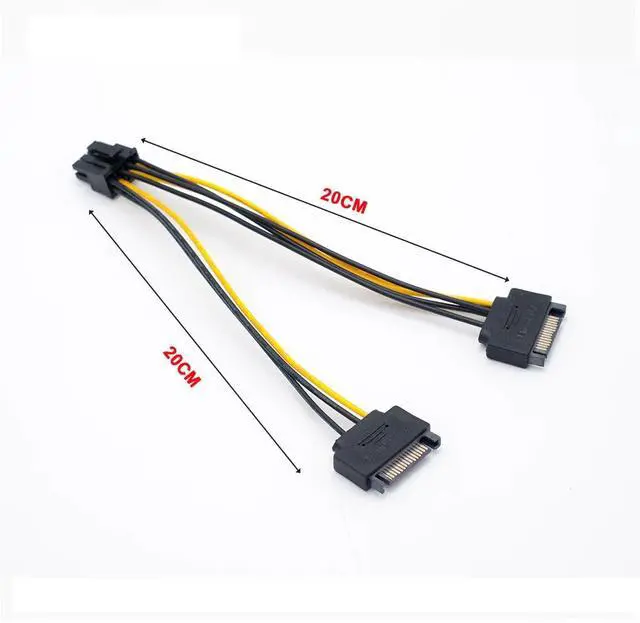 Alt view image 5 of 6 - 2 SATA Power to 8 Pin (6+2) PCI Express PCI-E Video Card Power Cable Adapter