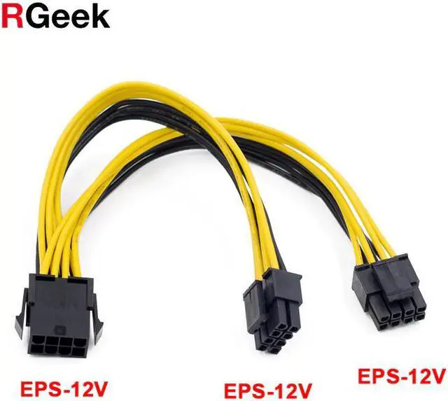 Main image of 8 to Dual 8 Pin EPS 12V Motherboard Power Supply Cable Y-Splitter Adapter Sleeve