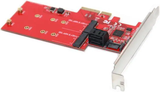 Alt view image 3 of 6 - M2 SATA Raid Controller Card PCI Express X4 to 2Port SATA 3.0 6Gbps + 2Port M.2 NGFF SSD B Key Support RAID0 RAID1 AHCI Mode