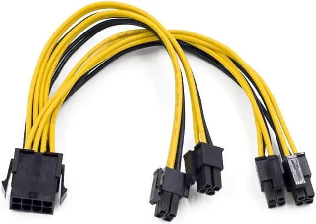 Alt view image 6 of 6 - 8 to Dual 8 Pin EPS 12V Motherboard Power Supply Cable Y-Splitter Adapter Sleeve