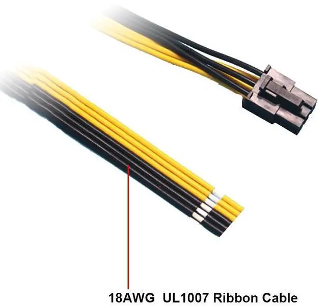 Alt view image 4 of 4 - 20CM PC Power Supply PCI e Molex 6pin to 2 PCIe 6 pin PCI express Splitter Extension Ribbon Cable ,6-pin Graphics Card Mining