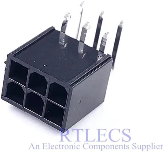 Alt view image 6 of 6 - 5 pcs 4.2 mm 6 Pin Header Male Pin Graphics card GPU PCI-E PCIe Power connector Right Angle Through Hole 2 Square 4 Tapered