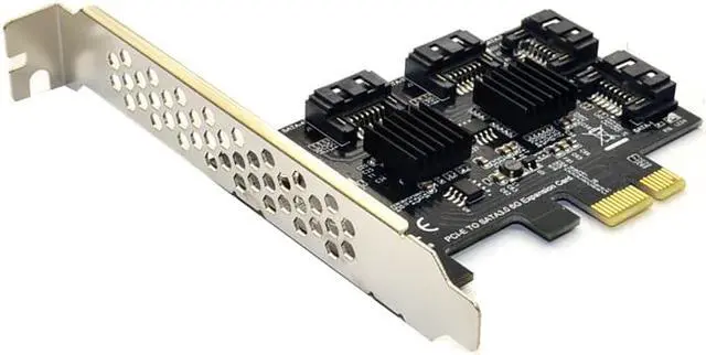 Alt view image 2 of 6 - 4 port SATA 3.0 to PCIe expansion Card PCI express PCI e SATA Adapter PCI-e SATA 3 Converter with Heat Sink for PC IPFS SSD HDD