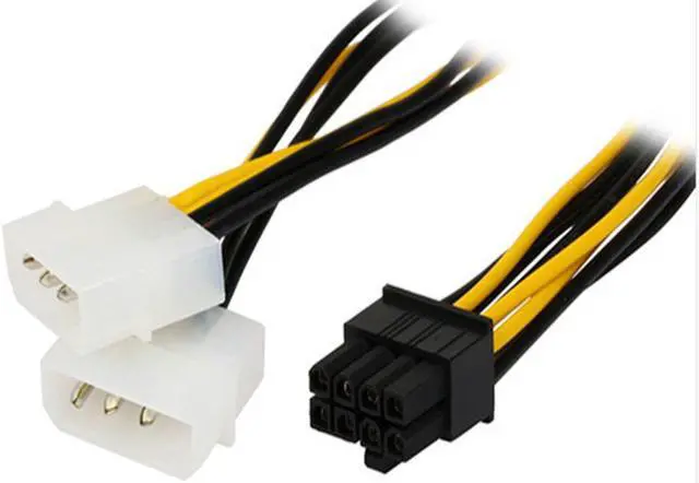 Alt view image 2 of 4 - 6 inch 2 x Molex 4 pin to 8-Pin PCI Express Video Card Pci-e ATX PSU Power Converter Cable - Molex to Pcie 8 pin (6+2) Adapter