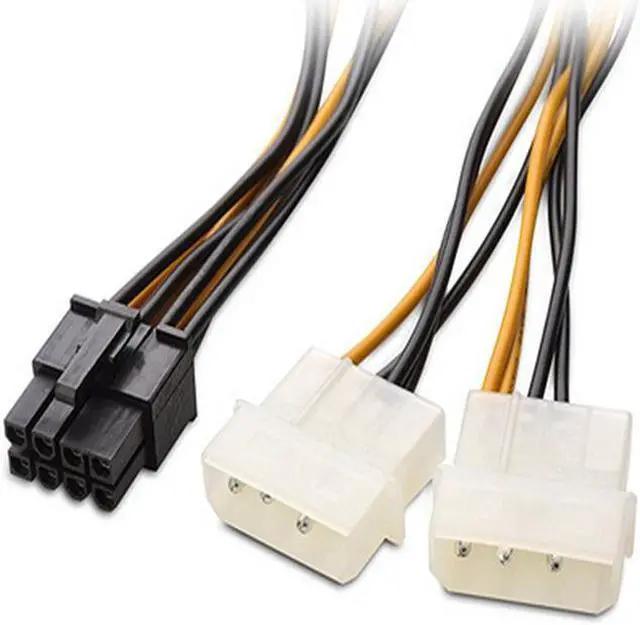 Alt view image 3 of 4 - 6 inch 2 x Molex 4 pin to 8-Pin PCI Express Video Card Pci-e ATX PSU Power Converter Cable - Molex to Pcie 8 pin (6+2) Adapter