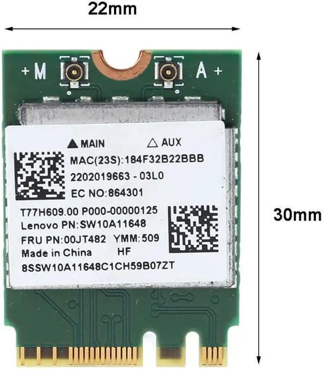 Alt view image 5 of 6 - RTL8821AE M.2 802.11AC Wi-Fi+BT 4.2 Adapter Card FRU 01AX710 Wireless Netowrk Card for Lenovo Laptop PC Computer Use Supplies