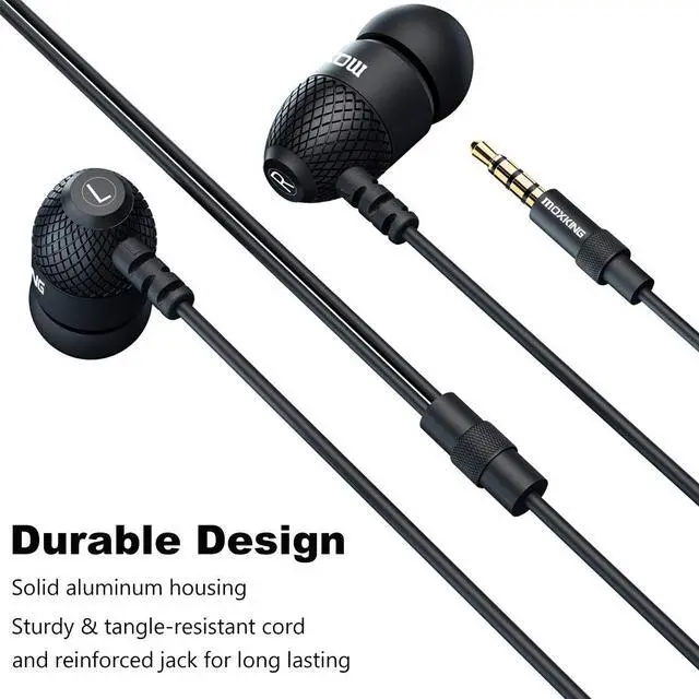 Alt view image 2 of 7 - Wired Durable Metal Earbuds Headphones with Microphone and Volume Control