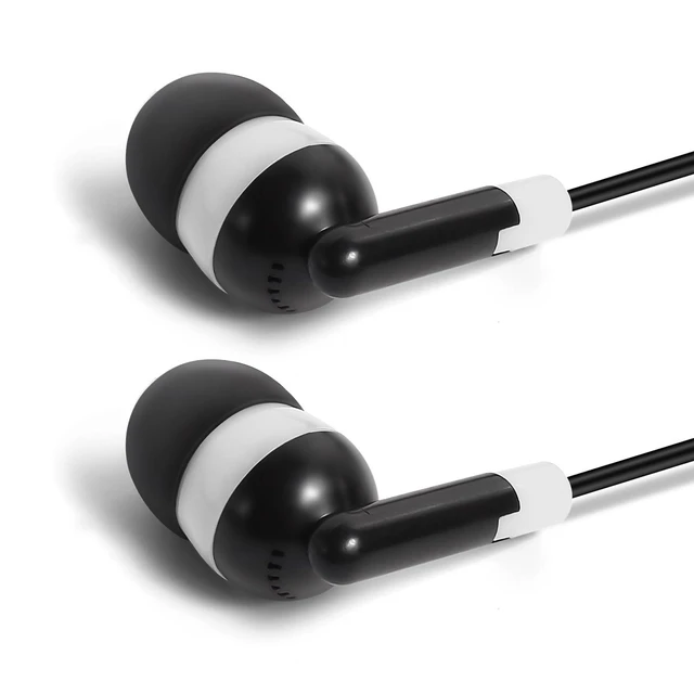 Alt view image 2 of 7 - Bulk Earbuds Headphones Wholesale KWA-08-W Earphones, 100 Pack Disposable Ear Buds Bulk Individually Wrapped Headphones for School Classroom Students White