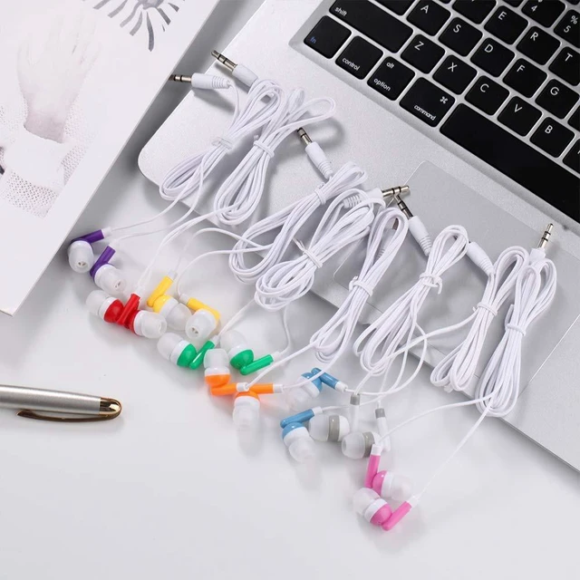 Alt view image 7 of 7 - Wholesale Kids Bulk Earbuds Headphones 100 Pack Multi Colored Individually Bagged Disposable Earphones Perfect for School Classroom Libraries Students