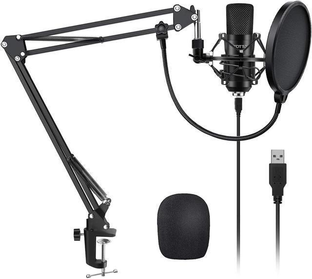 YOTTO USB Microphone Kit 192KHZ/24BIT Plug & Play Computer PC Microphone  Studio Streaming Cardioid Mic with Boom Arm Shock Mount Pop Filter for  Recording Broadcasting  Gaming Voice 
