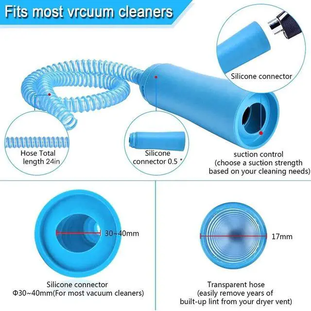 Alt view image 2 of 7 - Dryer Vent Cleaner Kit, Dry Vent Cleaning Kit, Vacuum Hose Attachment Brush Lint Remover Dryer Vent Vacuum Hose