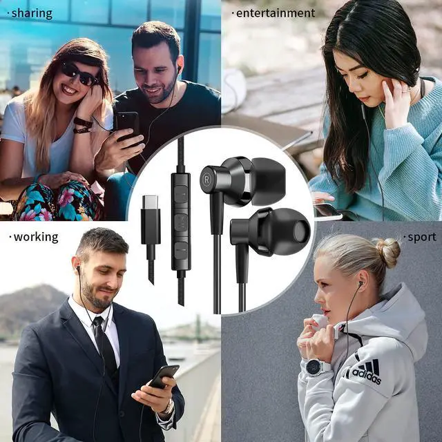 Alt view image 7 of 7 - USB C Headphones for iPhone 15 Earbuds HiFi Stereo Type C Wired Earphones with Mic & Remote Control Noise Cancelling for iPhone 16 pro, iPad Pro, Galaxy S23/S22/S21/S20/Ultra Note 10/20