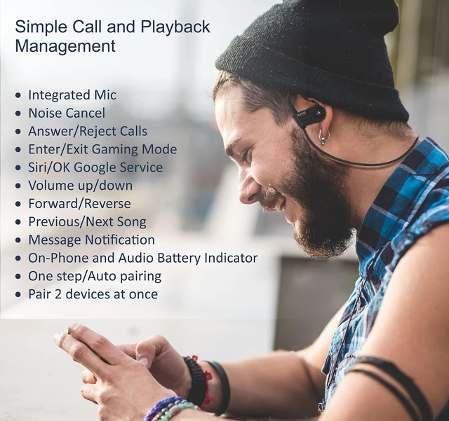 Alt view image 5 of 7 - Bluetooth 5.1 Wireless Earbuds, Sport IPX7 Waterproof Earphones, Richer Bass HiFi Stereo in-Ear Earphones, Gaming Mode, 12 hrs, Running Bluetooth Headphones W/CVC6.0 Noise Cancelling Mic