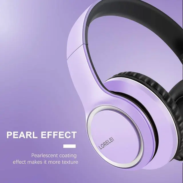 Alt view image 3 of 7 - LORELEI X8 Over-Ear Wired Headphones with Microphone with 1.45m-Tangle-Free Nylon Line&3.5mm Plug,Lightweight Foldable & Portable Headphones for Smartphone,Tablet,Computer,Mp3/4(Dark Purple)