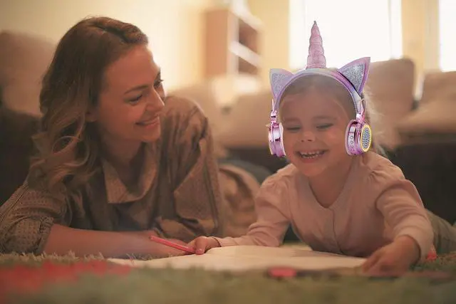 Alt view image 2 of 7 - Kids Wireless Headphones for Girls Children Teens, LED Light Up Bluetooth Unicorn Headphones with Microphone for School/Xmas/Online Study/Unicorn Gifts (Pink Wireless)