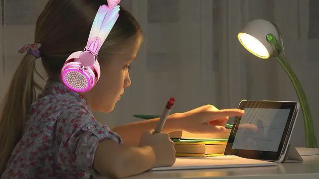 Alt view image 3 of 7 - Kids Wireless Headphones for Girls Children Teens, LED Light Up Bluetooth Unicorn Headphones with Microphone for School/Xmas/Online Study/Unicorn Gifts (Pink Wireless)