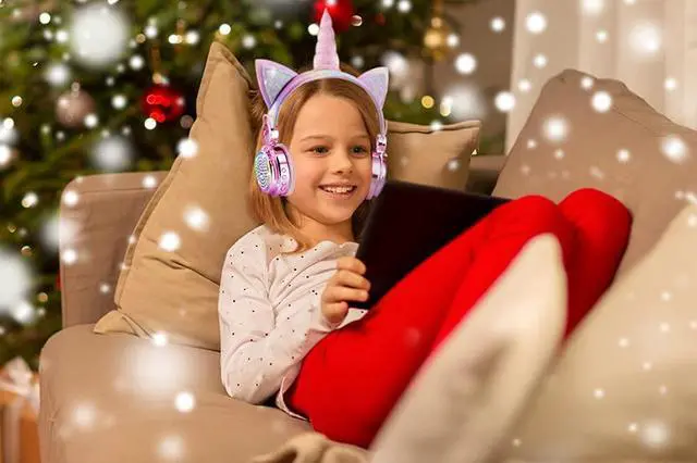 Alt view image 4 of 7 - Kids Wireless Headphones for Girls Children Teens, LED Light Up Bluetooth Unicorn Headphones with Microphone for School/Xmas/Online Study/Unicorn Gifts (Pink Wireless)