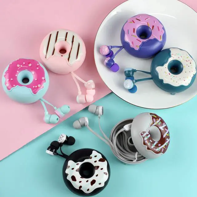 Alt view image 4 of 7 - Donut Earbuds for Kids, Cute Earbud & in-Ear Headphones Wired Gift for School Girls and Boys with Microphone and Lovely Earphones Storage Case