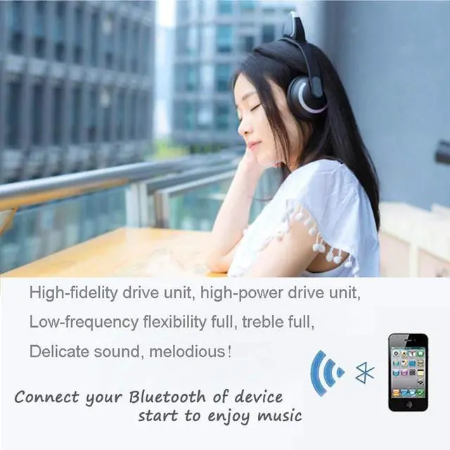Alt view image 5 of 7 - Wireless Bluetooth Cat Ear Headphones with Mic 7 Colors LED Light Flashing Glowing On-Ear Stereo Headset Compatible with Smartphones PC Tablet