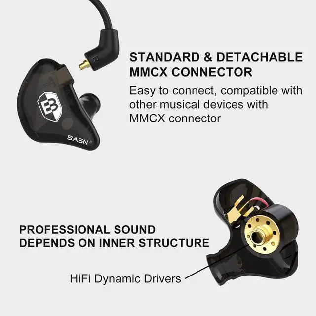 Alt view image 2 of 7 - Bsinger 2nd Generation in Ear Monitor Headphones for Musicians, Black