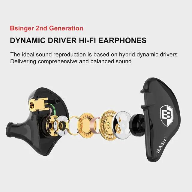 Alt view image 4 of 7 - Bsinger 2nd Generation in Ear Monitor Headphones for Musicians, Black