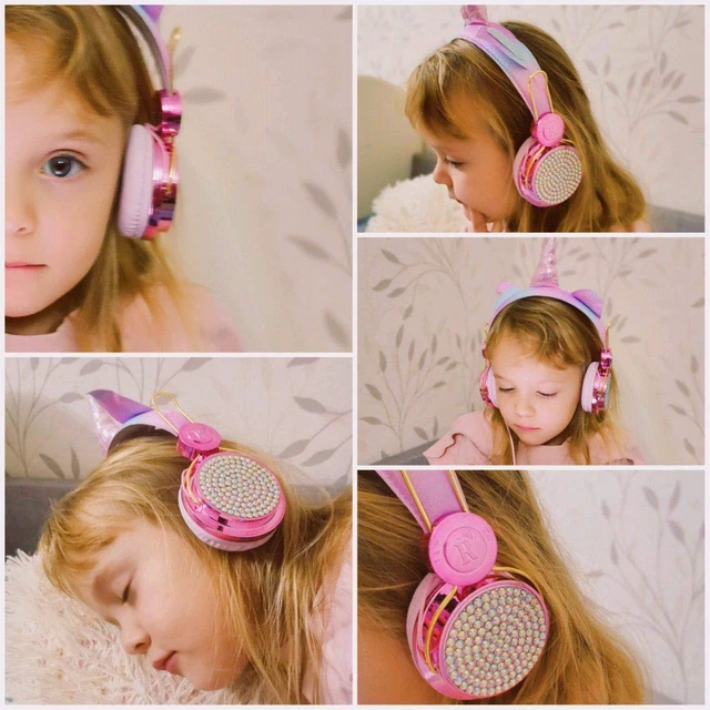 Alt view image 3 of 7 - Unicorn Kids Headphones for Girls Children Teens, Wired Headphones for Kids with Adjustable Headband, 3.5mm Jack and Over On Ear Headset w/Mic for School Birthday Xmas Unicorn Gift