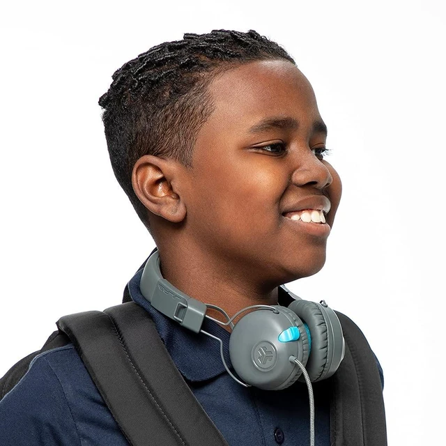 Alt view image 7 of 7 - JBuddies Learn On-Ear Kids Headphones, Retractable Boom Mic, Built-in Volume Regulators for Safety, Folding, Adjustable, Great for Schooling Homework and Virtual Classes