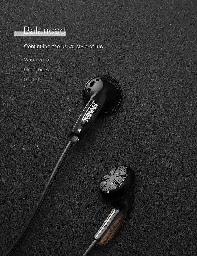 Alt view image 2 of 7 - FAAEAL Iris Ancestor in-Ear Earphones, Super Bass 3.5mm Wired Headphones, Earbuds Without/with HD Microphone, Balanced Sound 32ohm Flat Head Earbuds for Smartphones (Without Mic, Black)