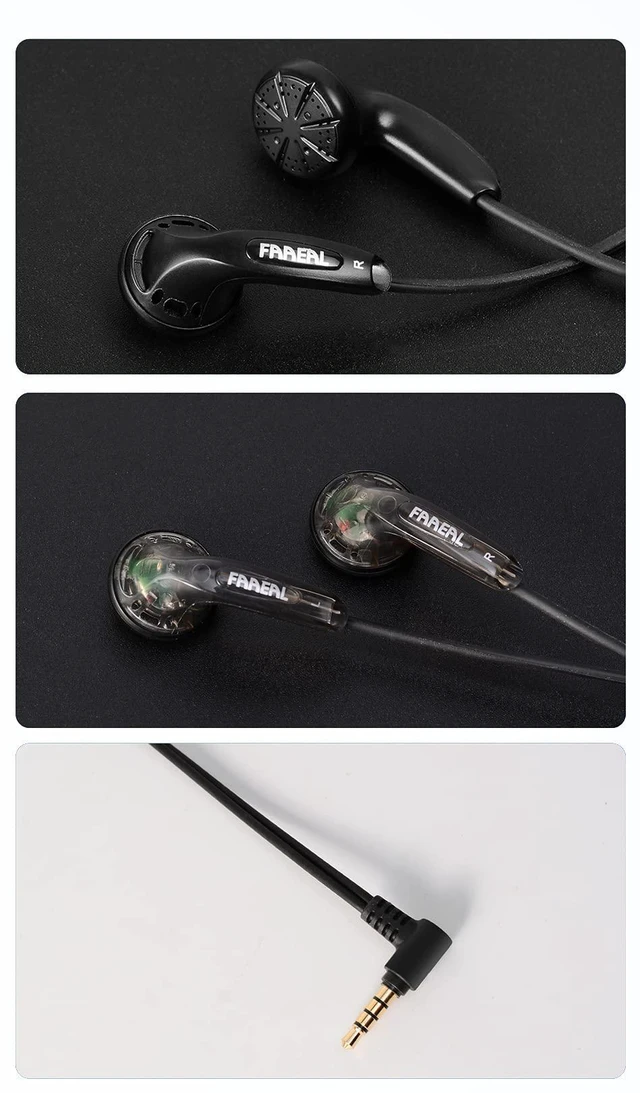Alt view image 7 of 7 - FAAEAL Iris Ancestor in-Ear Earphones, Super Bass 3.5mm Wired Headphones, Earbuds Without/with HD Microphone, Balanced Sound 32ohm Flat Head Earbuds for Smartphones (Without Mic, Black)