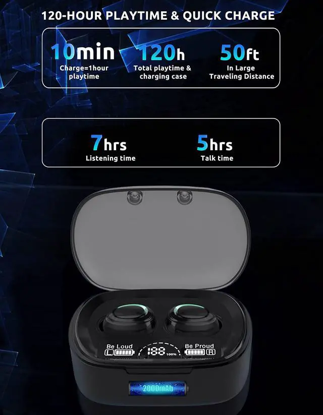 Alt view image 4 of 7 - Wireless V5.3 PRO Earbuds Compatible with Samsung Galaxy S10/S10e/S10+/S10 Plus/10 5G/Lite IPX3 Bluetooth Touch Waterproof/Sweatproof/Noise Reduction with Mic (Black)