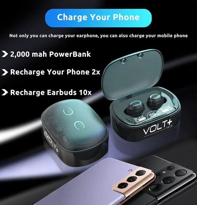 Alt view image 6 of 7 - Wireless V5.3 PRO Earbuds Compatible with Samsung Galaxy S10/S10e/S10+/S10 Plus/10 5G/Lite IPX3 Bluetooth Touch Waterproof/Sweatproof/Noise Reduction with Mic (Black)