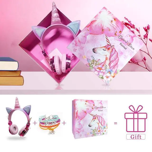 Alt view image 7 of 7 - Sparkly Unicorn Kids Bluetooth Headphones, 85dB Volume Limit | Wireless headset with mic, 3.5mm wired mode, adjustable headband, fast charging, foldable design for school, tablet, travel
