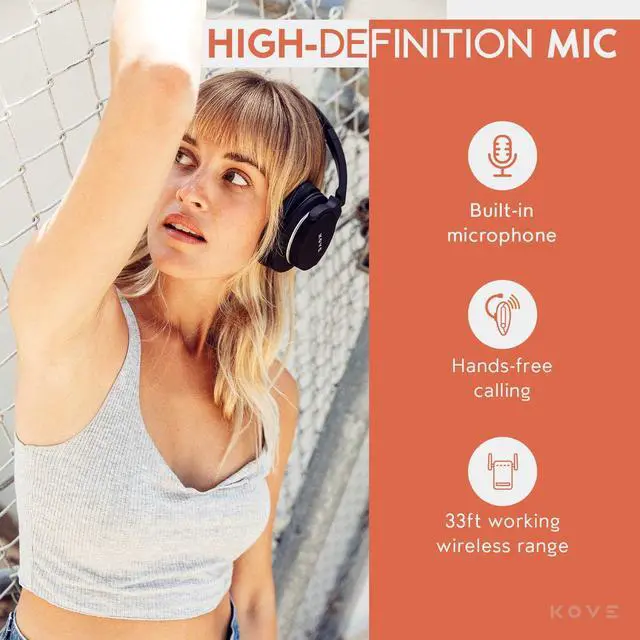 Alt view image 4 of 6 - 101-N Active Noise Cancelling Bluetooth Over-Ear Headphones | Hi-Res Audio, Deep Bass, 200H Standby, Memory Foam Ear Cushions, Built-in Microphone - Wireless ANC for Travel, Home & Office