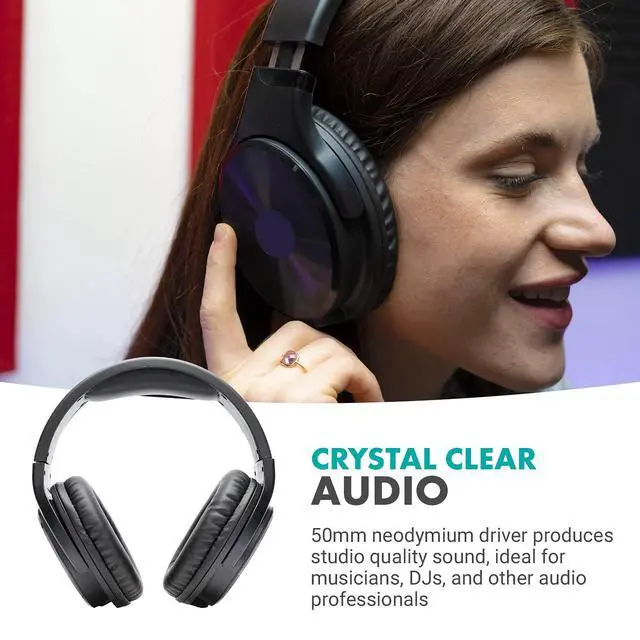 Alt view image 2 of 7 - MH-100 Hi-Fi Studio Headphones with Microphone - Wired Over Ear Headphones for Gaming and Music with 3.5mm and 6.35mm Input - Comfortable Headphones with Mic - Perfect Podcast Headphones for PC