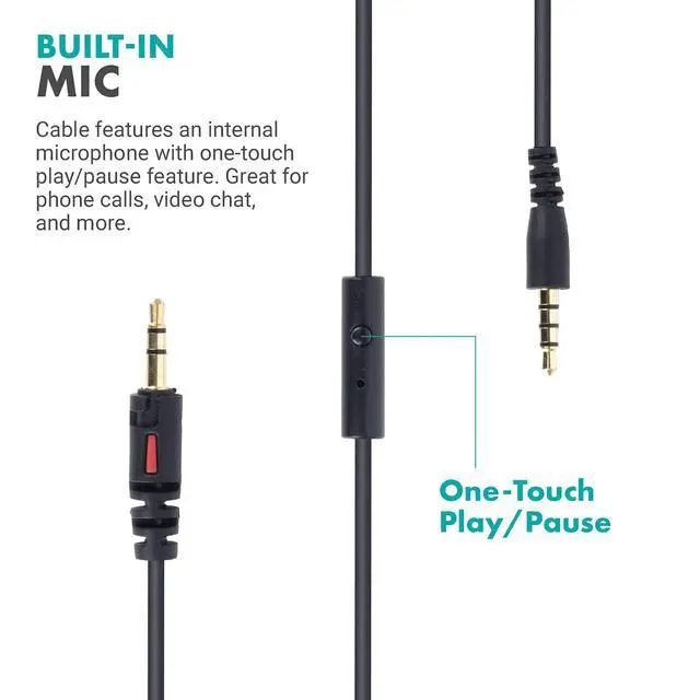 Alt view image 5 of 7 - MH-100 Hi-Fi Studio Headphones with Microphone - Wired Over Ear Headphones for Gaming and Music with 3.5mm and 6.35mm Input - Comfortable Headphones with Mic - Perfect Podcast Headphones for PC