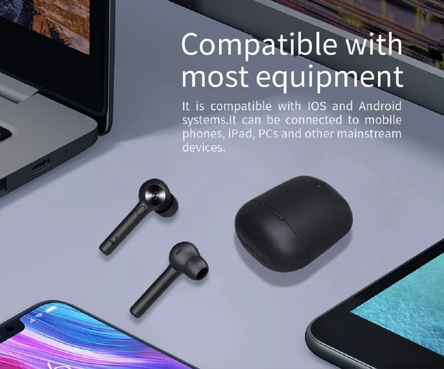 Alt view image 6 of 7 - Wireless Headphones with Face Recognition Feature, True Wireless Earbuds Bluetooth V5.0 Wireless Earphones Sports Running Headset with Charging Case Built-in Mic (Hurricane-HI Black)