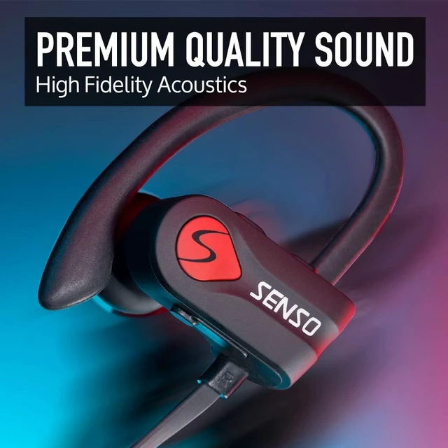 Alt view image 2 of 7 - Bluetooth Headphones, Best Wireless Sports Earphones w/Mic IPX7 Waterproof HD Stereo Sweatproof Earbuds for Gym Running Workout 8 Hour Battery Noise Cancelling Headsets (Black Red)