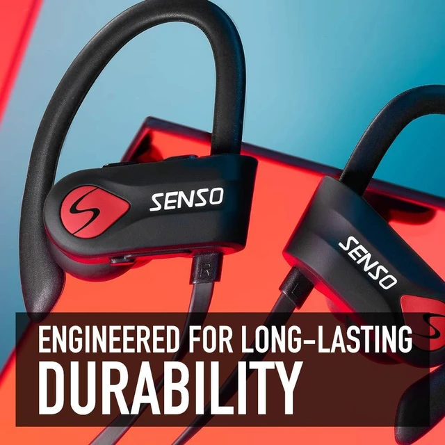 Alt view image 6 of 7 - Bluetooth Headphones, Best Wireless Sports Earphones w/Mic IPX7 Waterproof HD Stereo Sweatproof Earbuds for Gym Running Workout 8 Hour Battery Noise Cancelling Headsets (Black Red)