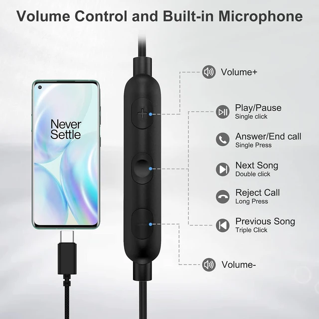 Alt view image 6 of 7 - Type C Headphones for iPhone 17 18 Pro Max Magnetic Wired Earbuds USB C Plug Earphones for Samsung Galaxy S26 S25 S24 S23 S22 Ultra A57 A56 HiFi Stereo Corded Headset with Mic Remote Control